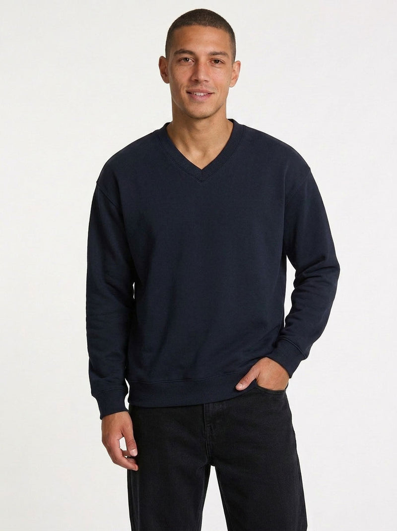 Men's/Unisex V-neck Fleece in Black