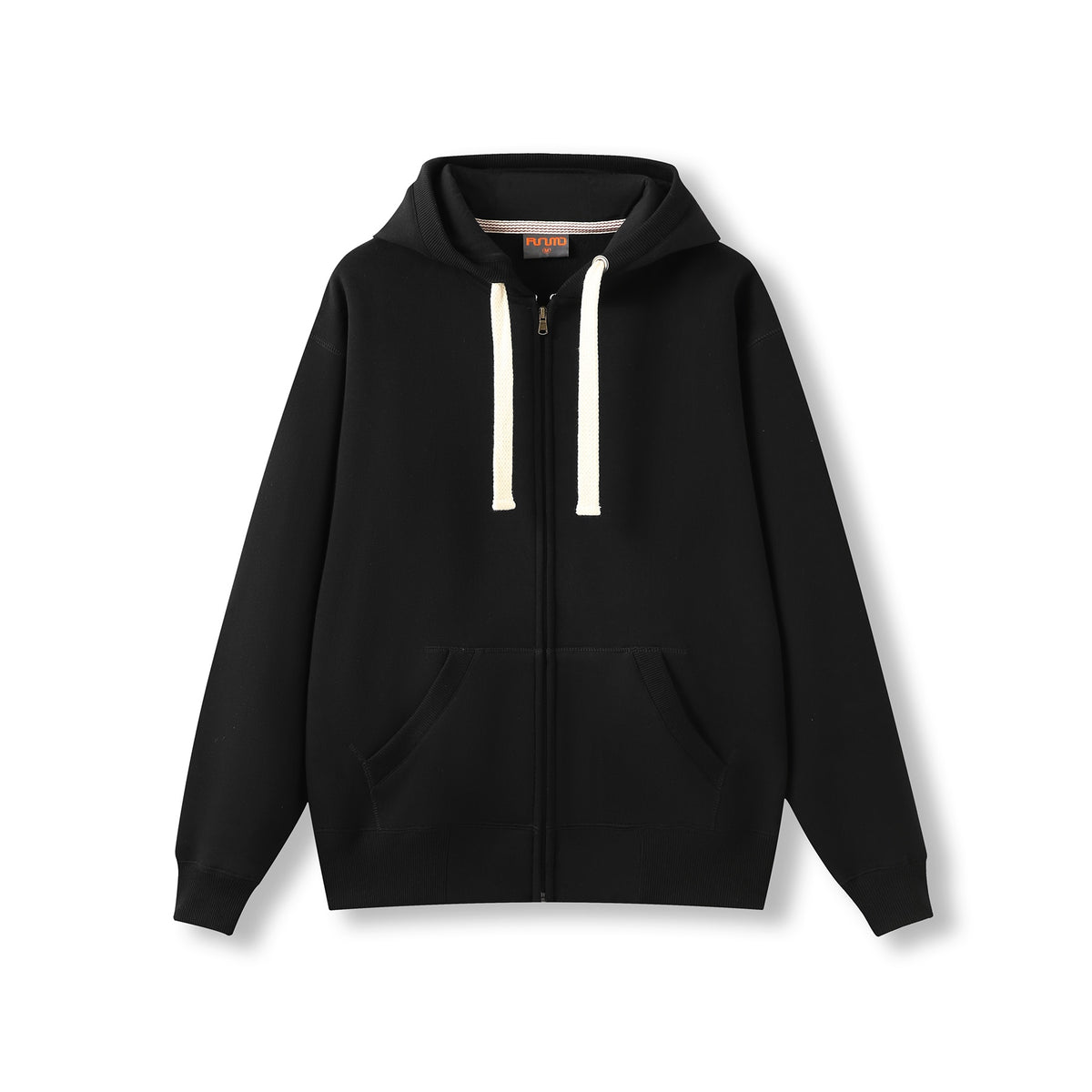 Mens Brushed Heavy Zip Fleece Hoodie in Black