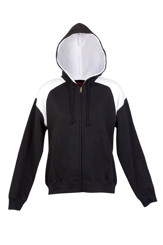 Womens/Juniors Shoulder Contrast  ZIP Hoodie in Black/White