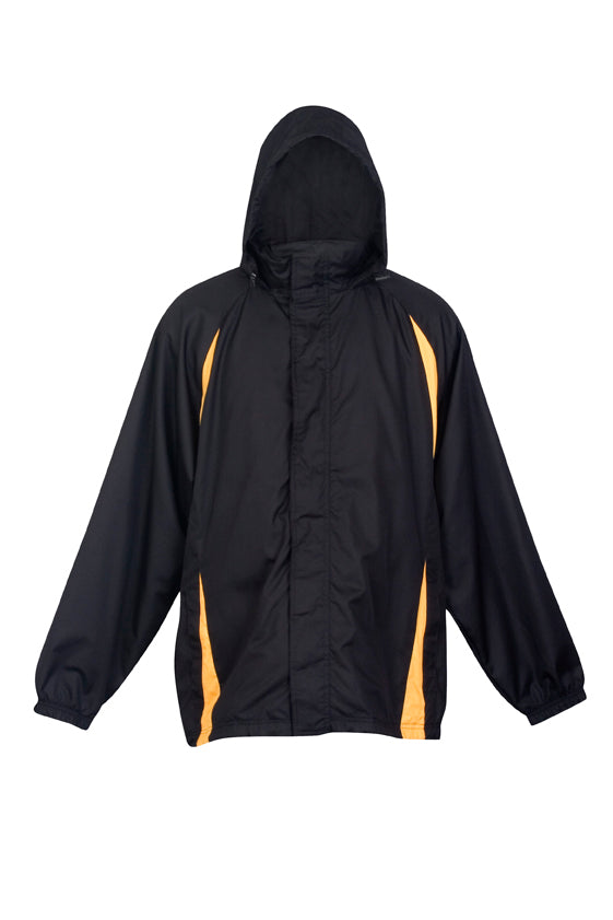 Mens Shower Proof Sportech Nylon Jacket in Black/Gold