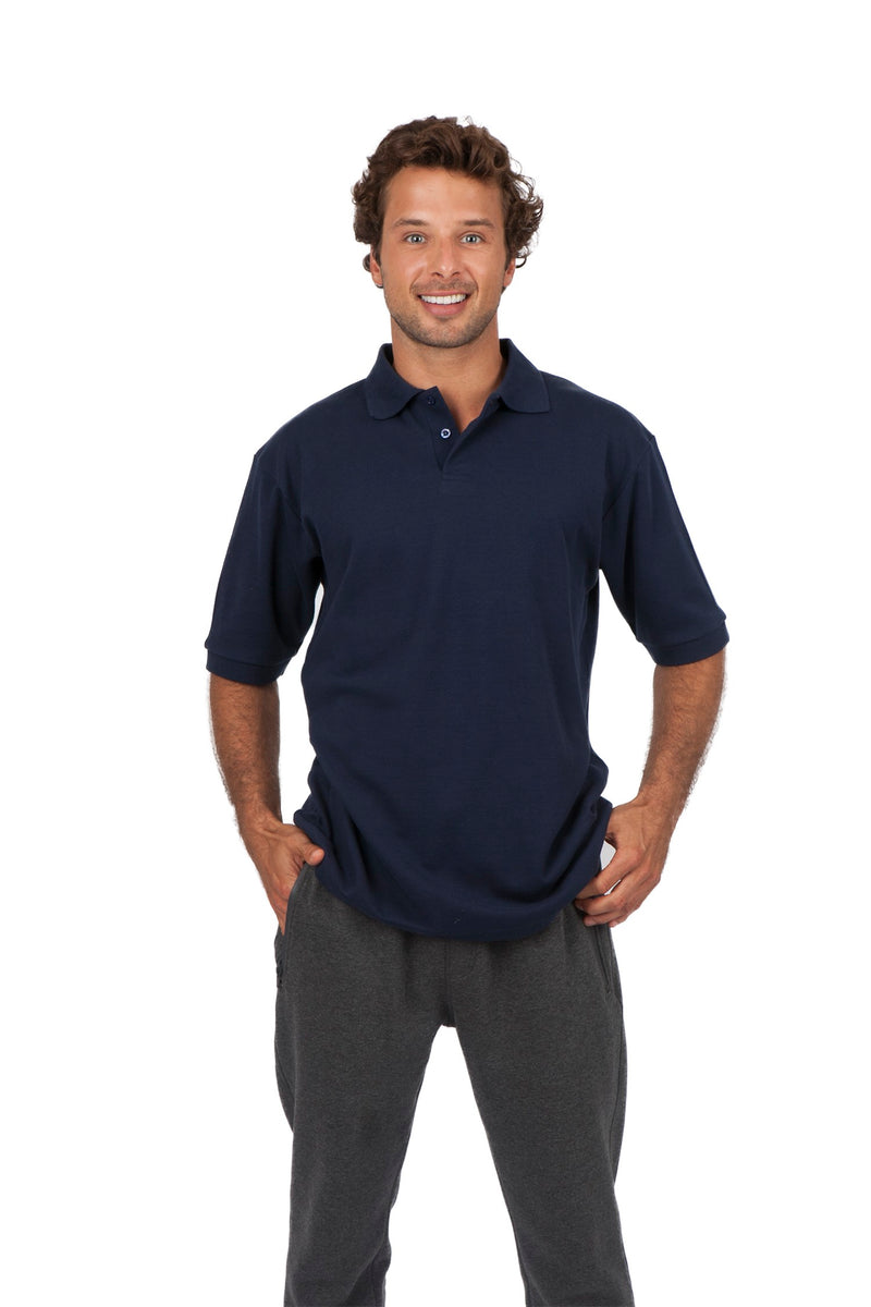 Men's Cotton Pique Knit Polo in Black