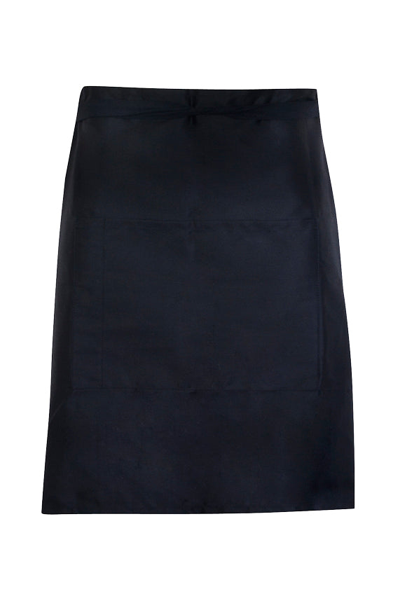 Short Waist Apron - 190 gsm Poly/cotton — Black — front (RAMO AP501S)