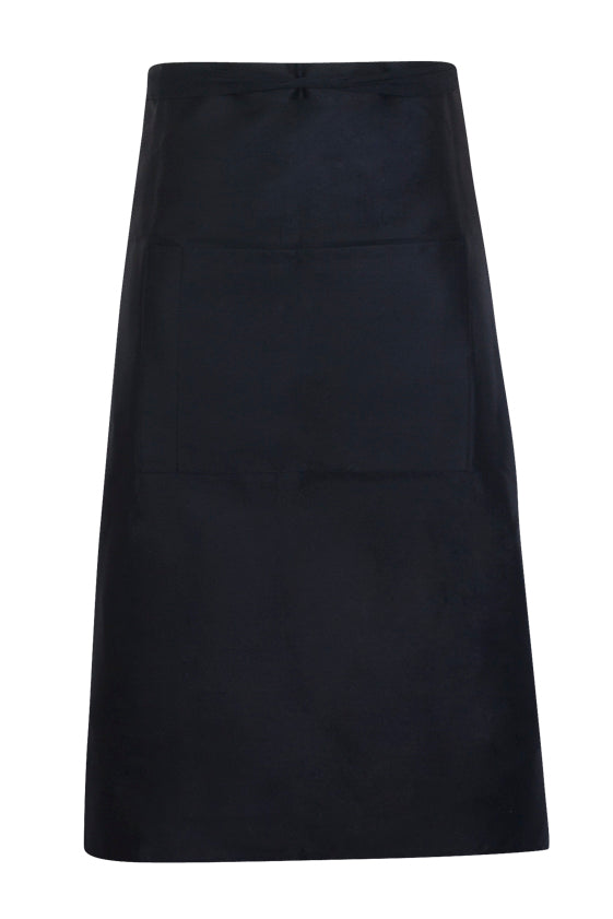 Long Waist Apron - 190 gsm poly/cotton — Black — front (RAMO AP502L)