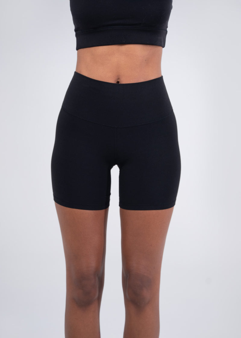Womens High Rise Legging Shorts in Black