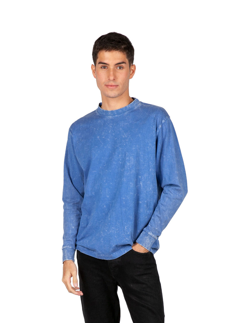 Men's / Unisex Stone Wash Long Sleeve T-shirt in Black