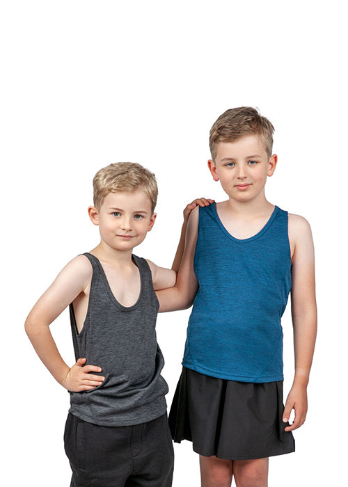 Kids' Challenger 100% polyester singlet in Azure Marl