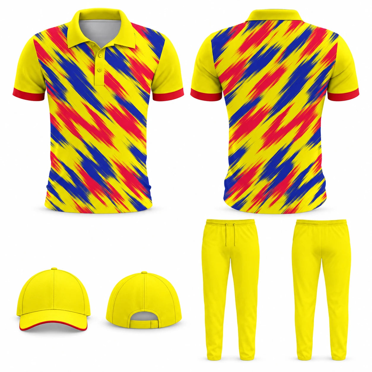 Bolt Rush ODI Kit custom cricket design, front and back view