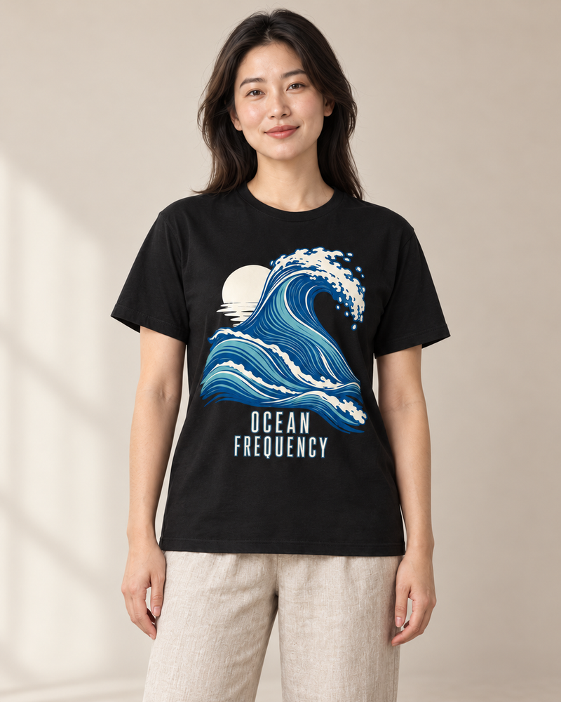 Ocean Frequency Everyday Graphics T-shirt on a model