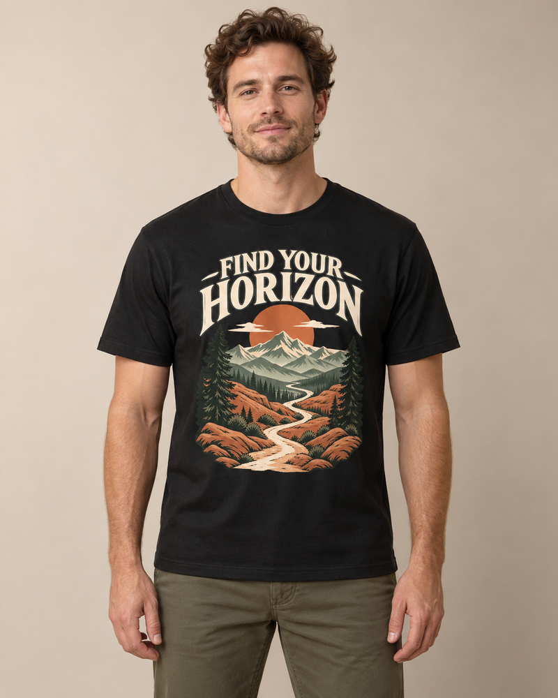 Find Your Horizon Everyday Graphics T-shirt on a model