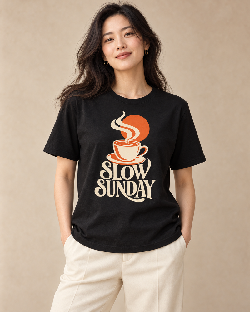 Slow Sunday Everyday Graphics T-shirt on a model
