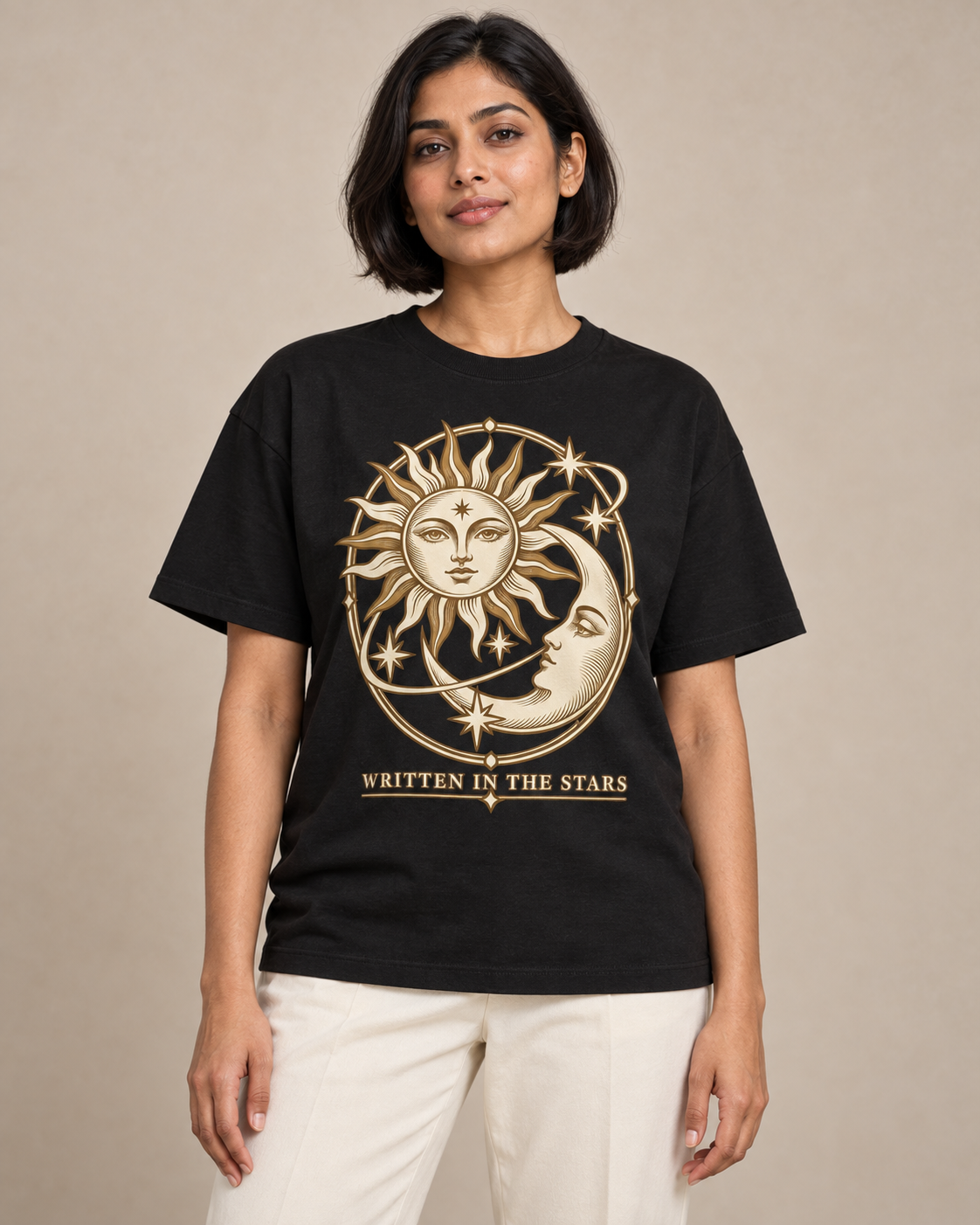 Written in the Stars Everyday Graphics T-shirt on a model