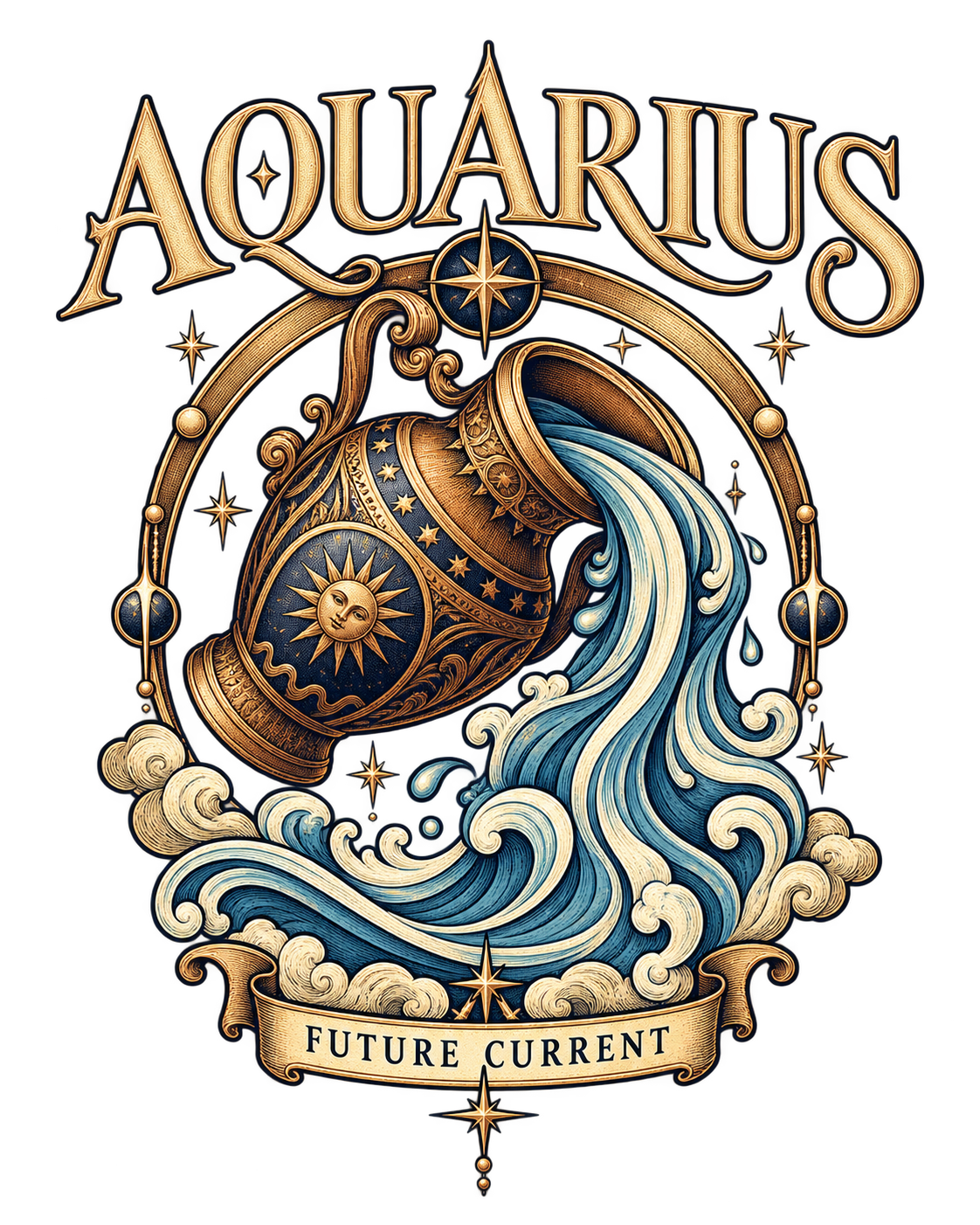 Aquarius — Future Current — Everyday Graphic Tee original print artwork