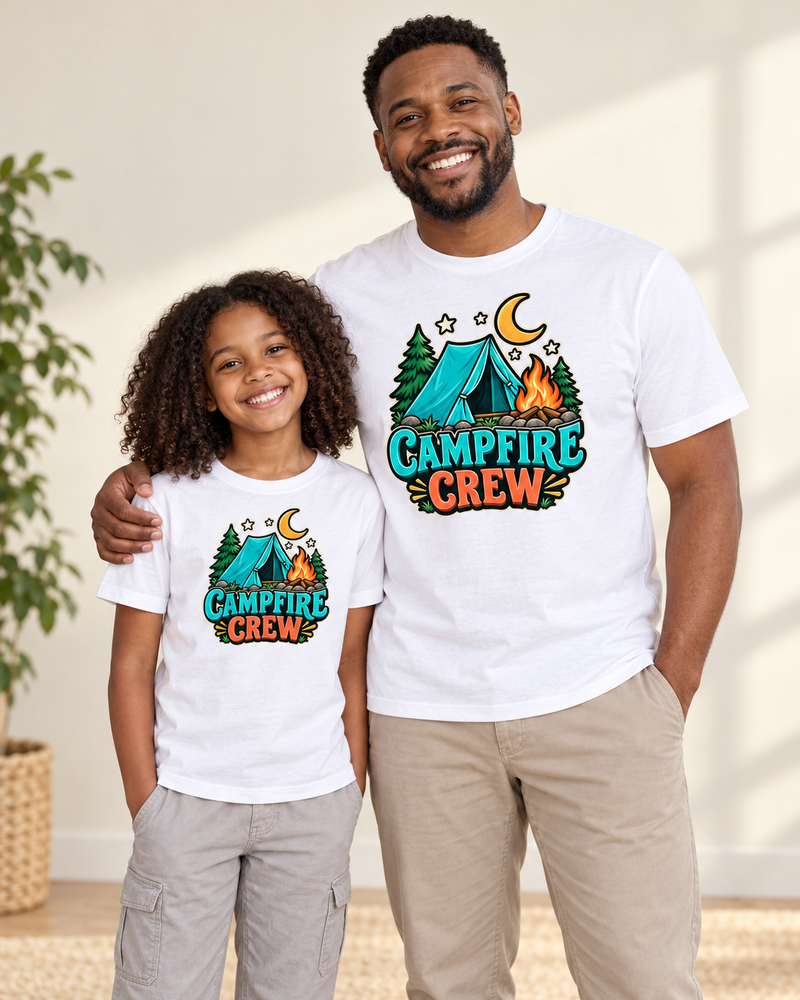 campfire crew family graphic T-shirt in White
