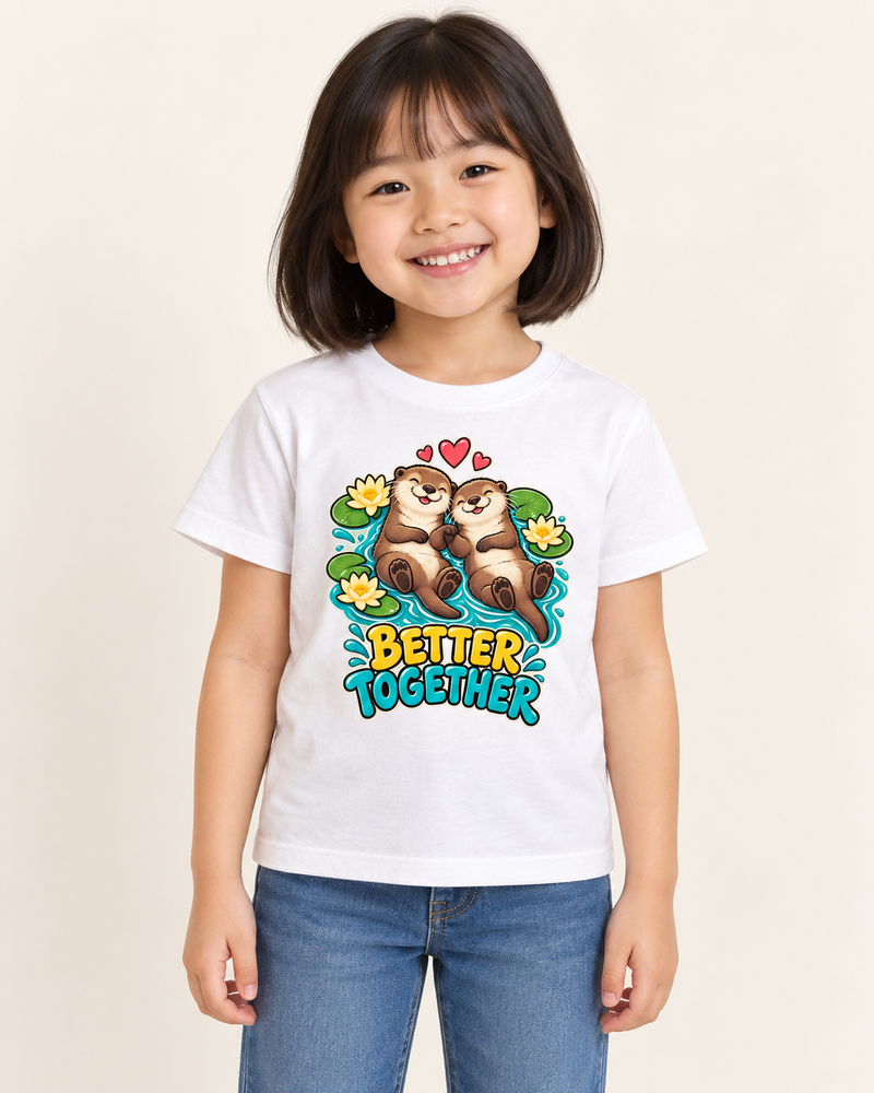 Otter Together kids T-shirt White model preview — BETTER TOGETHER