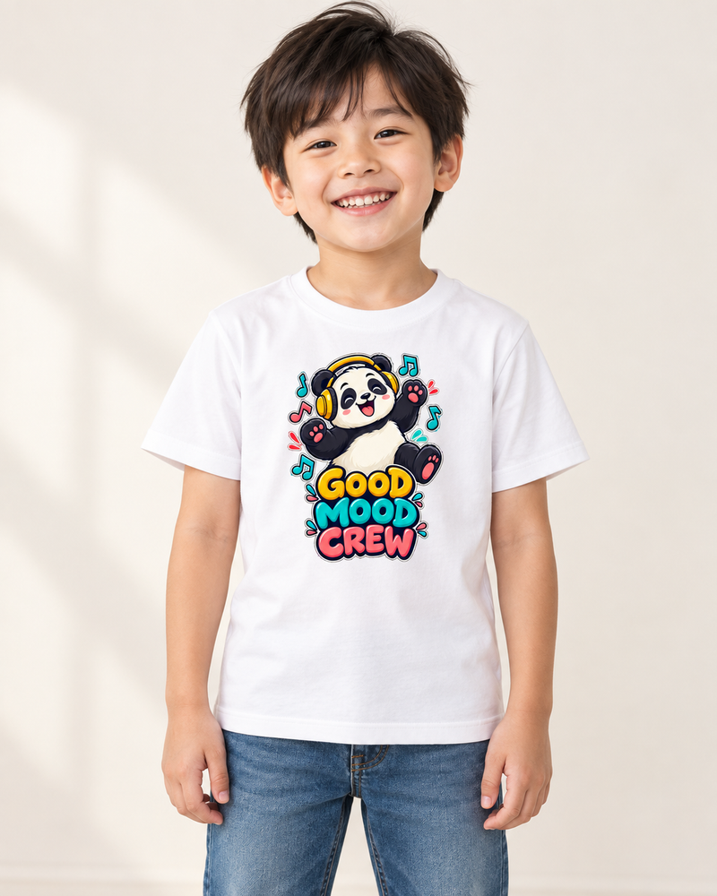 Panda Groove kids graphic T-shirt in White