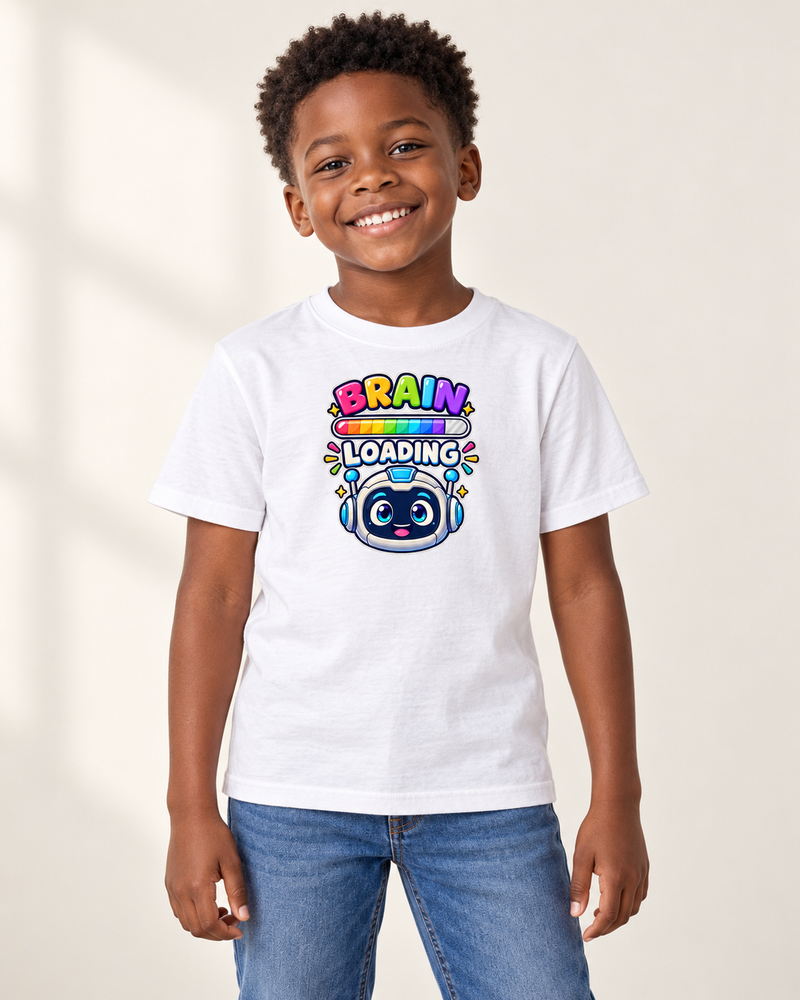 Brain Loading kids graphic T-shirt in White