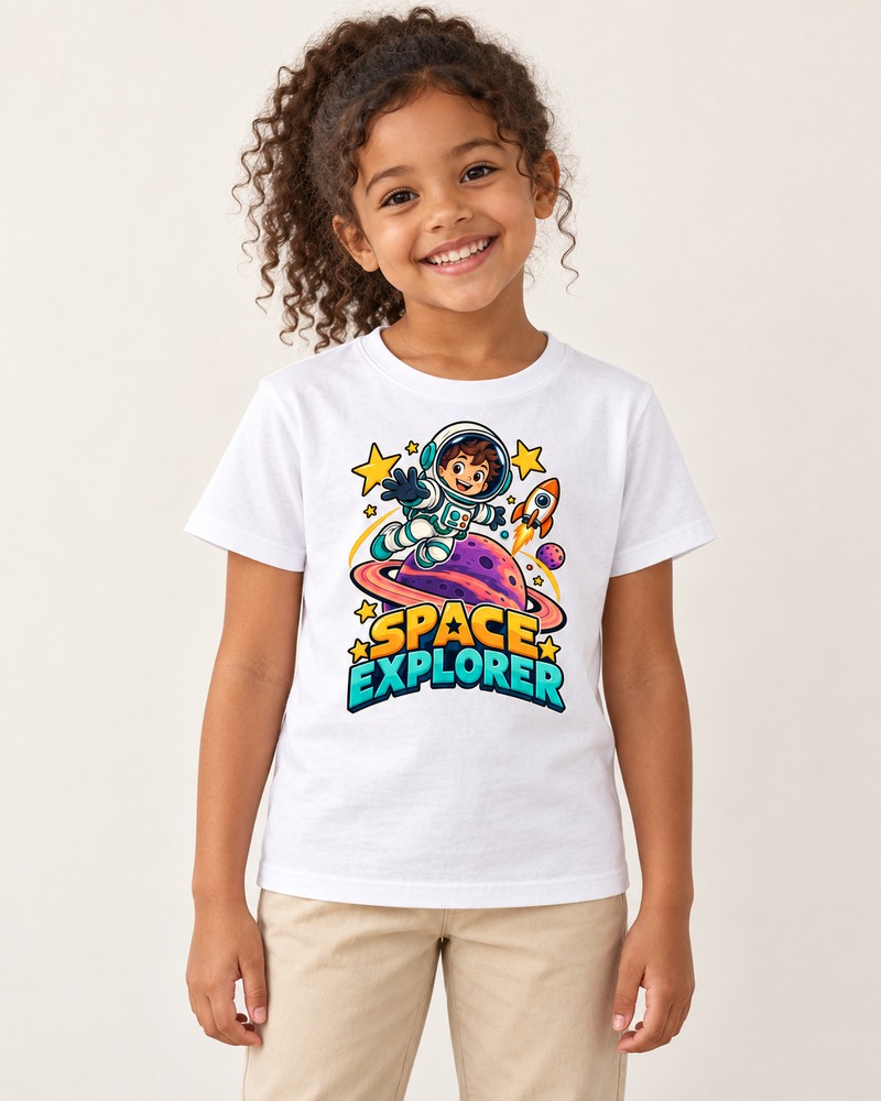 cosmic explorer kids graphic T-shirt in White
