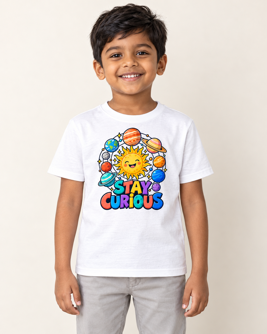solar system club kids graphic T-shirt in White