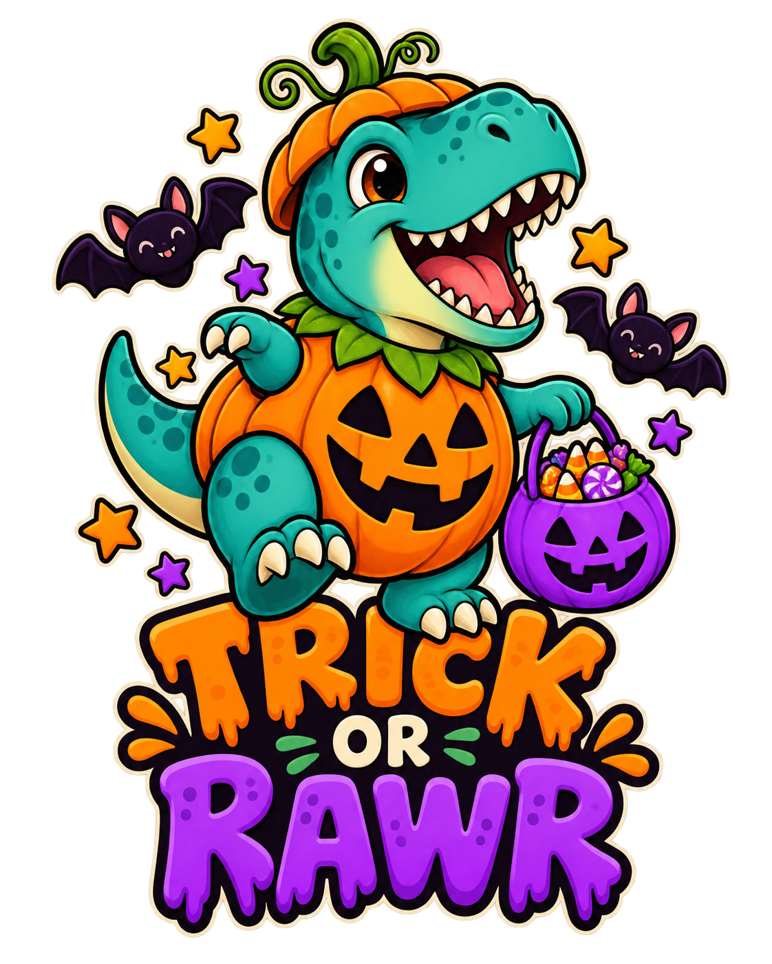 Dino Halloween — Kids Graphic Tee original print artwork