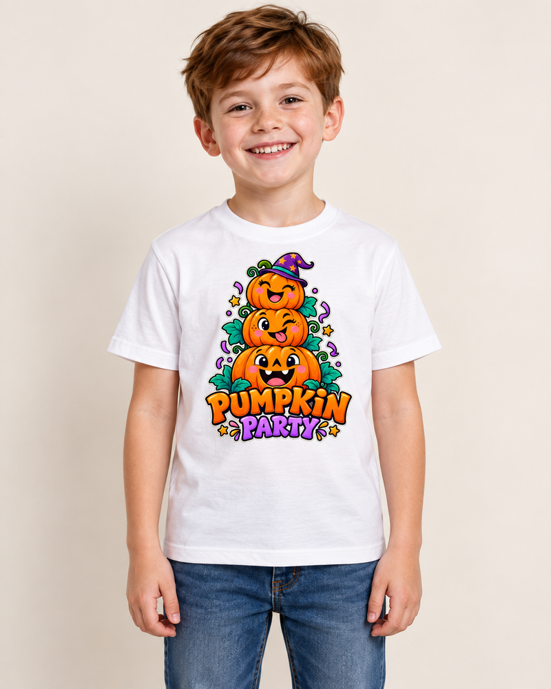 Pumpkin Party kids T-shirt White model preview