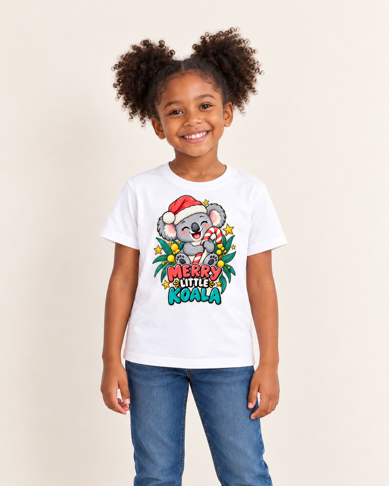 Christmas Koala kids T-shirt in White, model preview