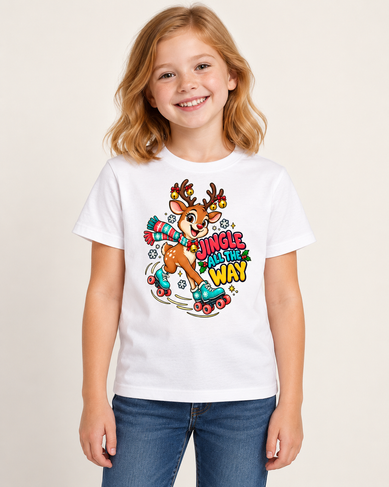 Reindeer Rollers kids T-shirt in White, model preview