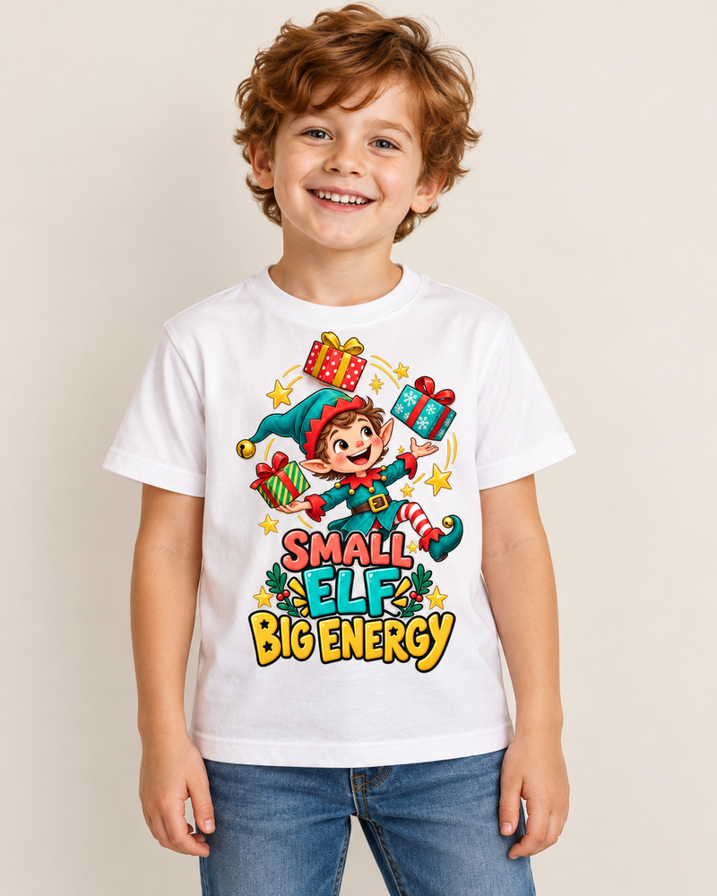 Elf Energy — kids regular-fit graphic T-shirt in White