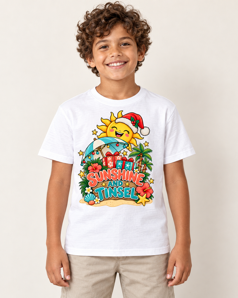 Summer Christmas — kids regular-fit graphic T-shirt in White