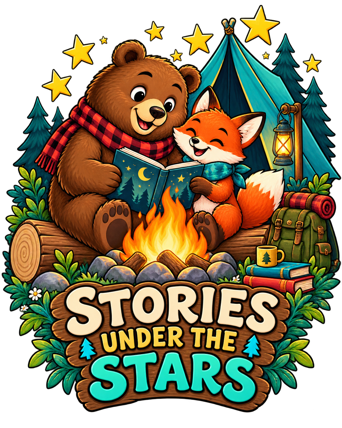 Campfire Stories — Kids Graphic Tee original print artwork