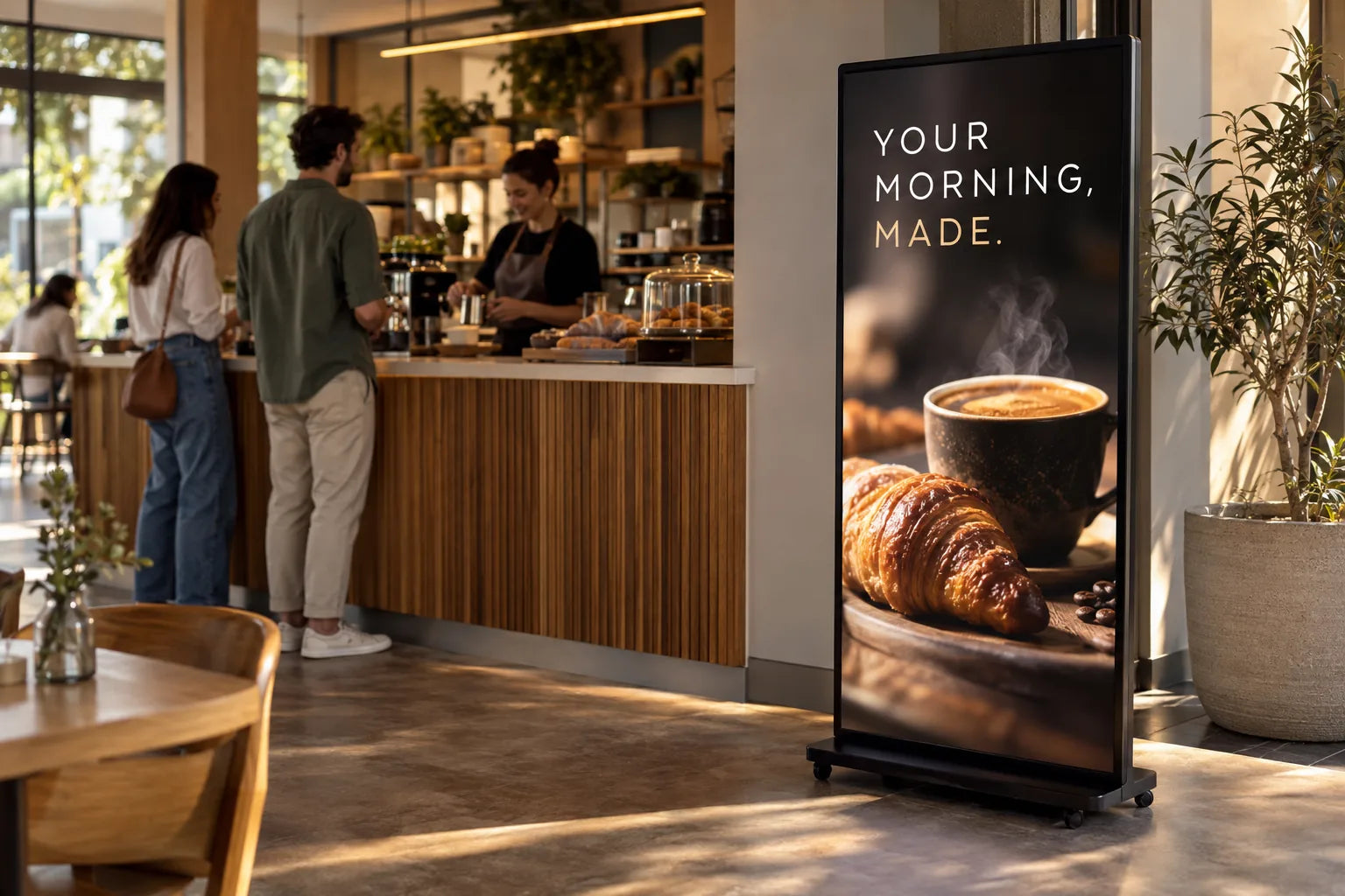 Illustrative digital signage in an Australian cafés setting
