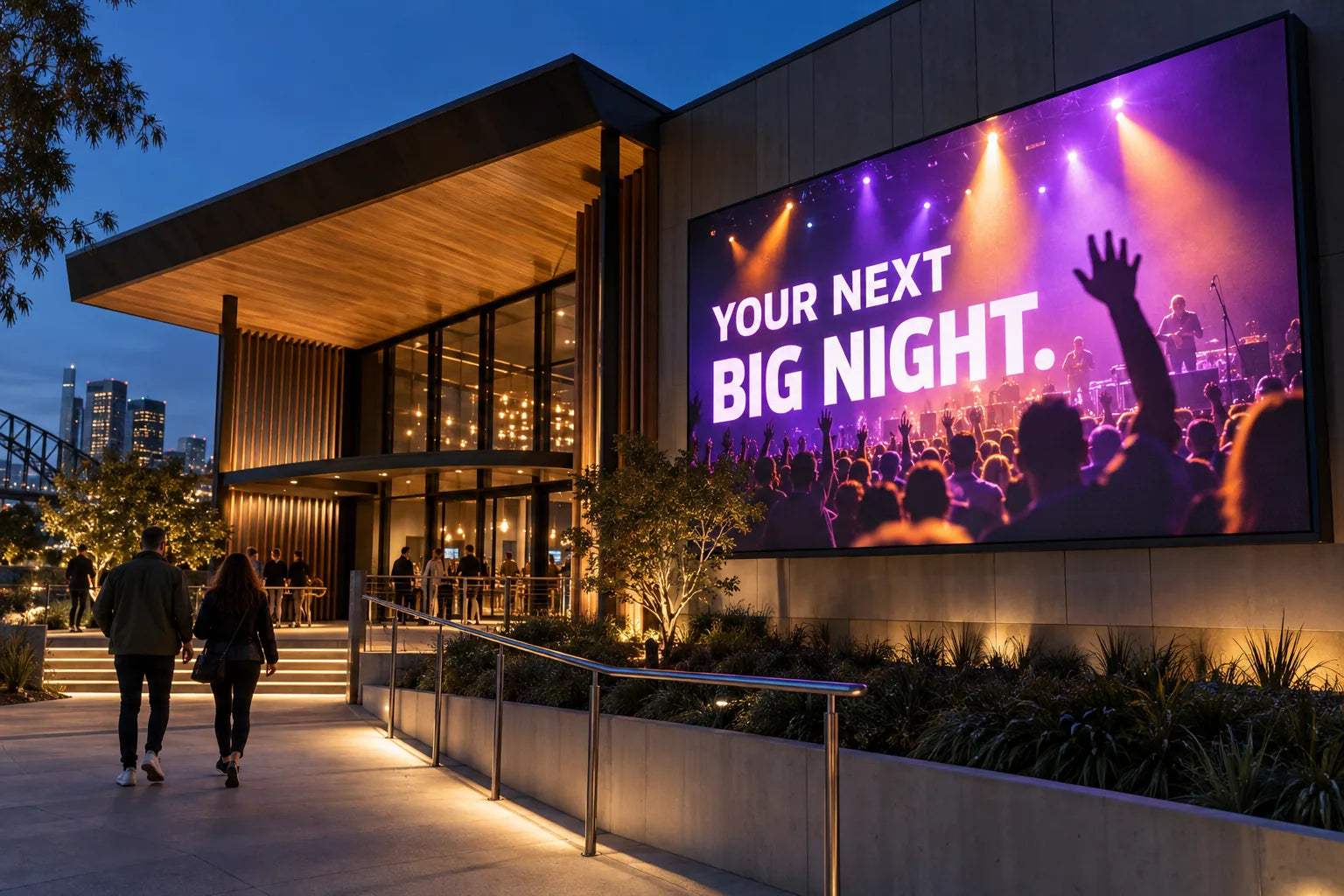 Illustrative digital signage in an Australian events & venues setting