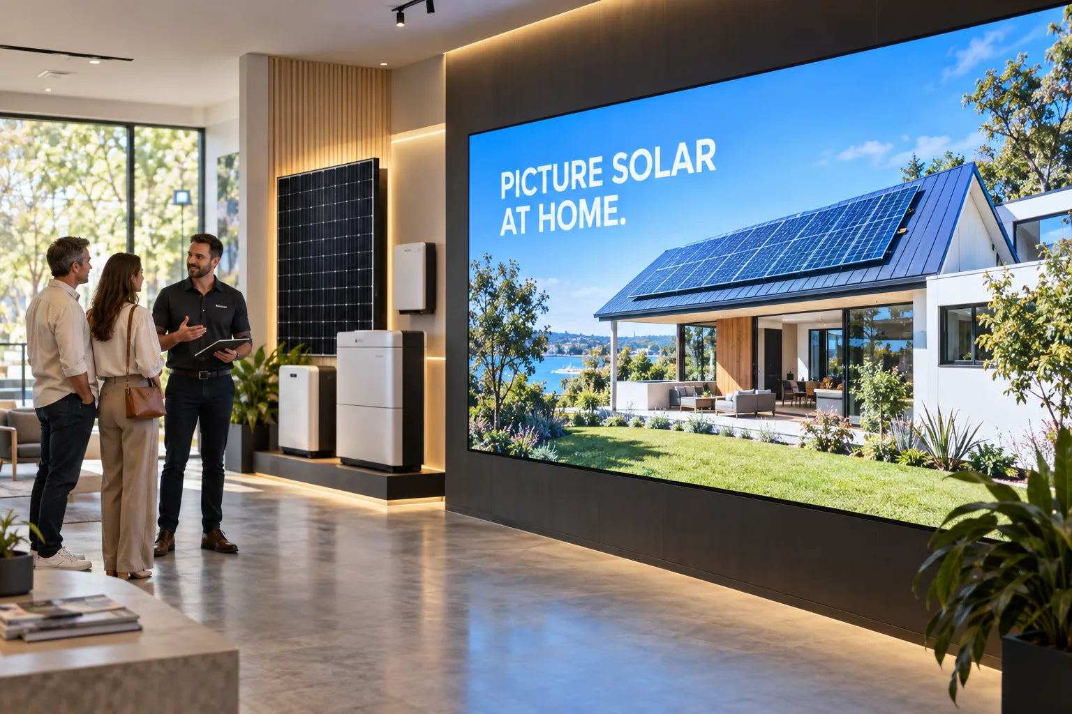 Illustrative digital signage in an Australian solar companies setting