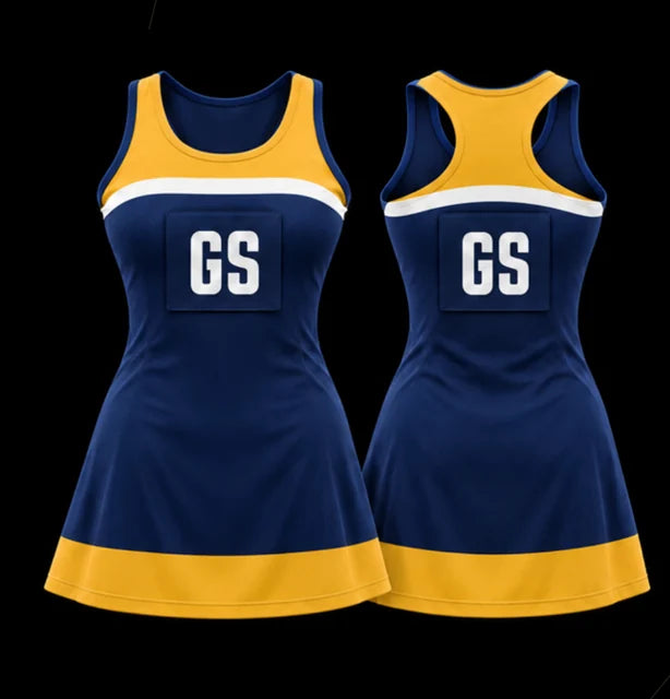 Gold Standard — Sleeveless netball dress — Front + back concept