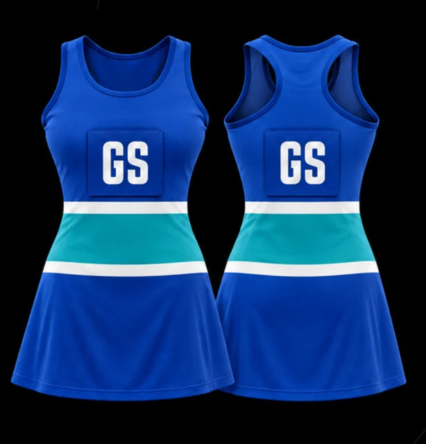 Ocean Band — Sleeveless netball dress — Front + back concept