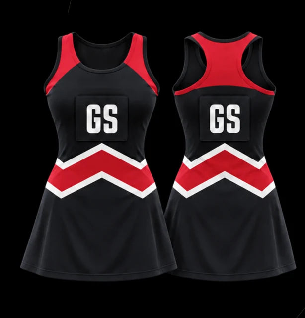 Ridge Line — Sleeveless netball dress — Front + back concept