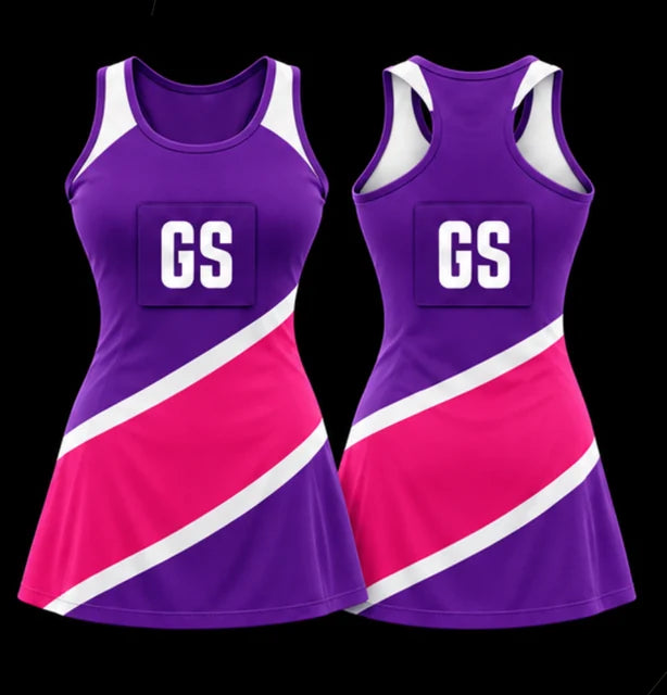 Orchid Motion — Sleeveless netball dress — Front + back concept