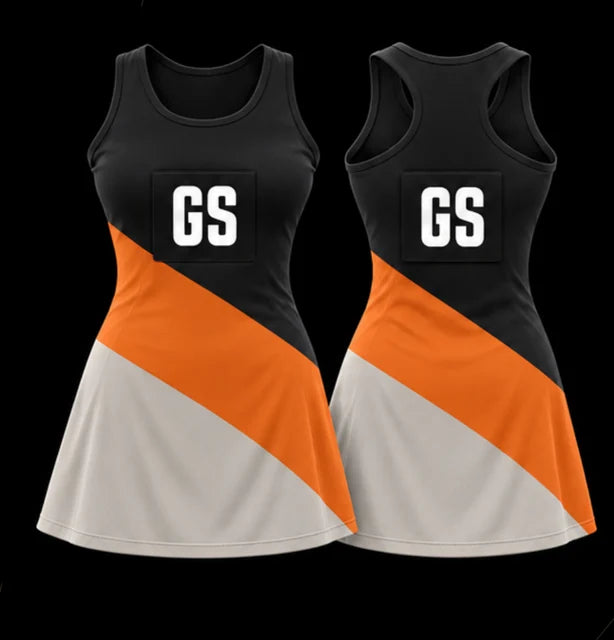 Copper Angle — Sleeveless netball dress — Front + back concept