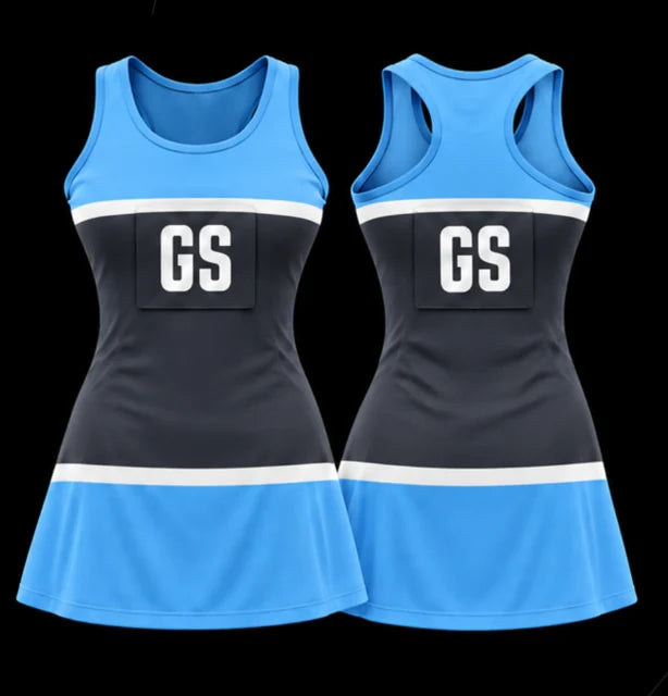 Storm Block — Sleeveless netball dress — Front + back concept