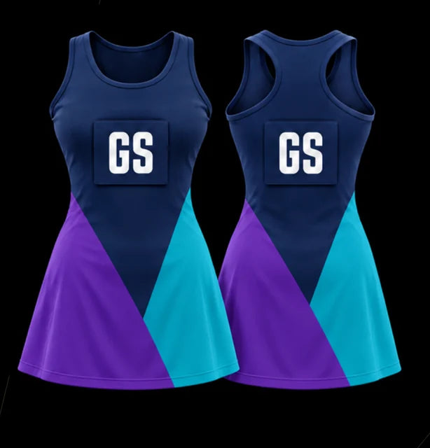 Aurora Wedge — Sleeveless netball dress — Front + back concept
