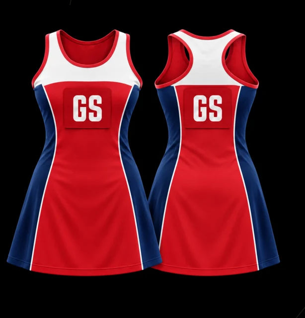 Club Classic — Sleeveless netball dress — Front + back concept